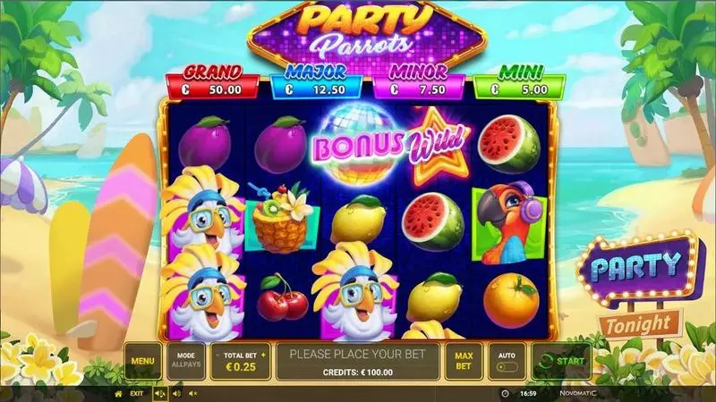  Party Parrots  Real Money Slot made by Greentube - Main Screen Reels
