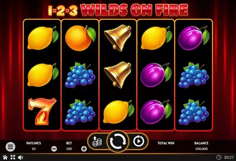 1-2-3 Wilds on Fire  Real Money Slot made by Apparat Gaming - Main Screen Reels