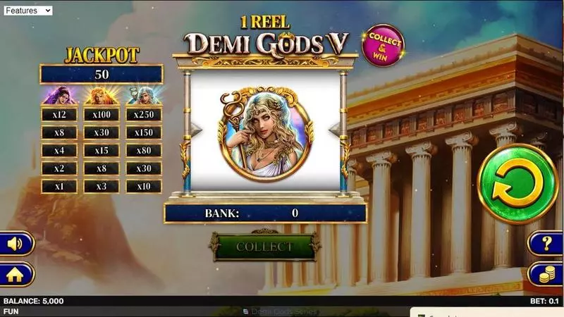 1 Reel Demi Gods V  Real Money Slot made by Spinomenal - Main Screen Reels