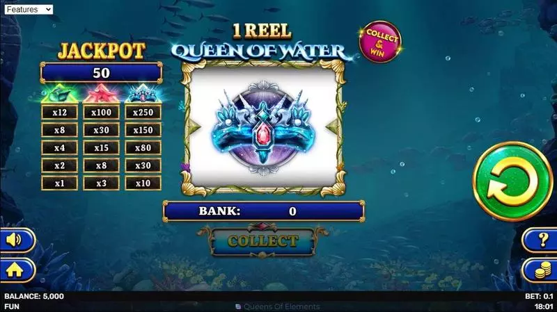 1 Reel Queen Of Water  Real Money Slot made by Spinomenal - Main Screen Reels