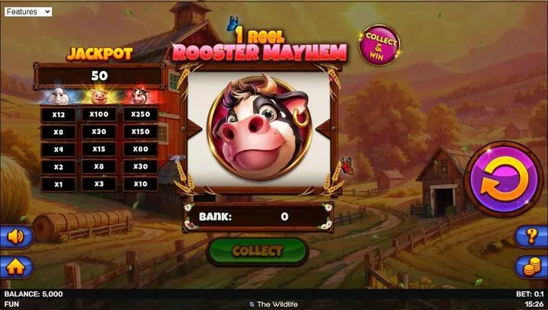 1 Reel – Rooster Mayhem  Real Money Slot made by Spinomenal - Main Screen Reels