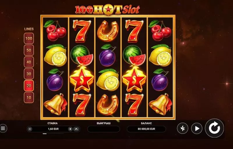100 Hot  Real Money Slot made by TrueLab Games - Main Screen Reels