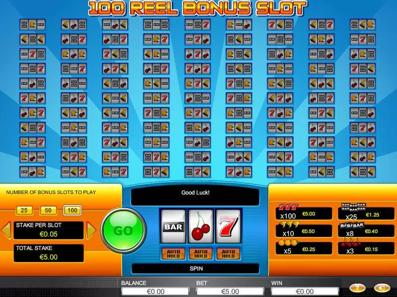 100 Reel Bonus  Real Money Slot made by GTECH - Main Screen Reels