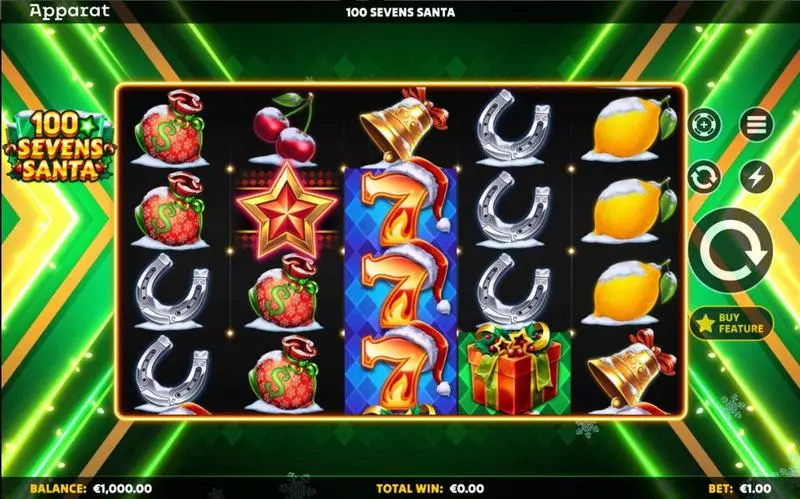 100 Sevens Santa  Real Money Slot made by Apparat Gaming - Main Screen Reels