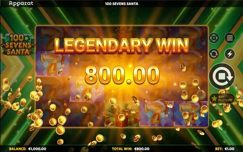 100 Sevens Santa  Real Money Slot made by Apparat Gaming - Winning Screenshot