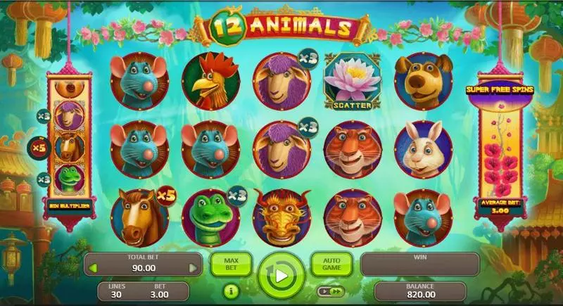 12 Animals  Real Money Slot made by Booongo - Main Screen Reels