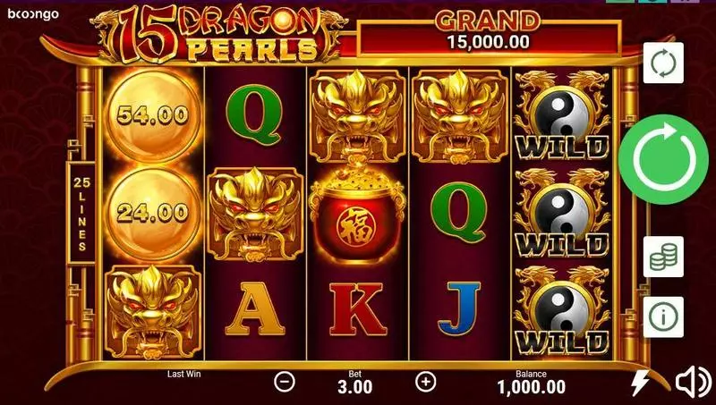 15 Dragon Pearls  Real Money Slot made by Booongo - Main Screen Reels