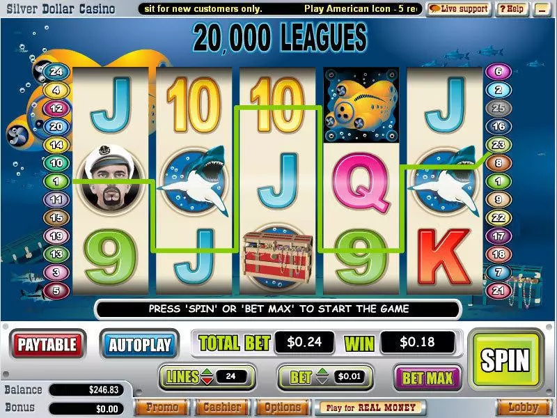 20 000 Leagues  Real Money Slot made by WGS Technology - Main Screen Reels
