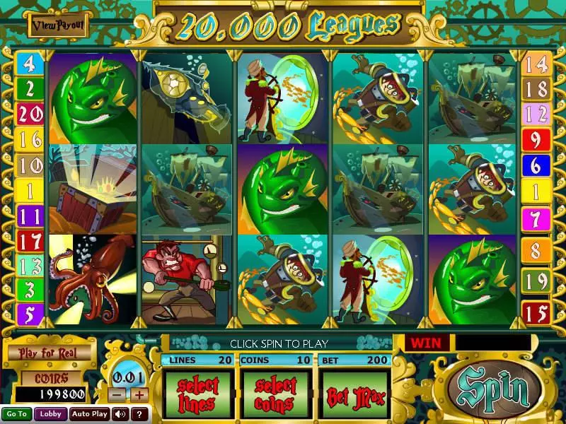20 000 Leagues  Real Money Slot made by Wizard Gaming - Main Screen Reels