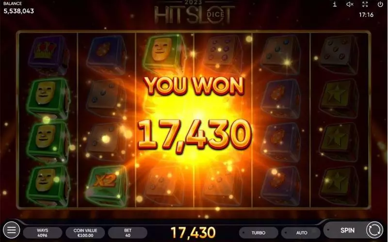 2023 Hit Slot Dice  Real Money Slot made by Endorphina - Winning Screenshot