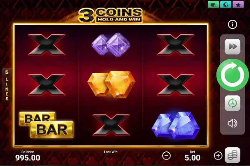 3 Coins  Real Money Slot made by Booongo - Main Screen Reels