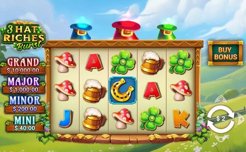 3 Hat Riches Burst  Real Money Slot made by Wizard Games - Main Screen Reels
