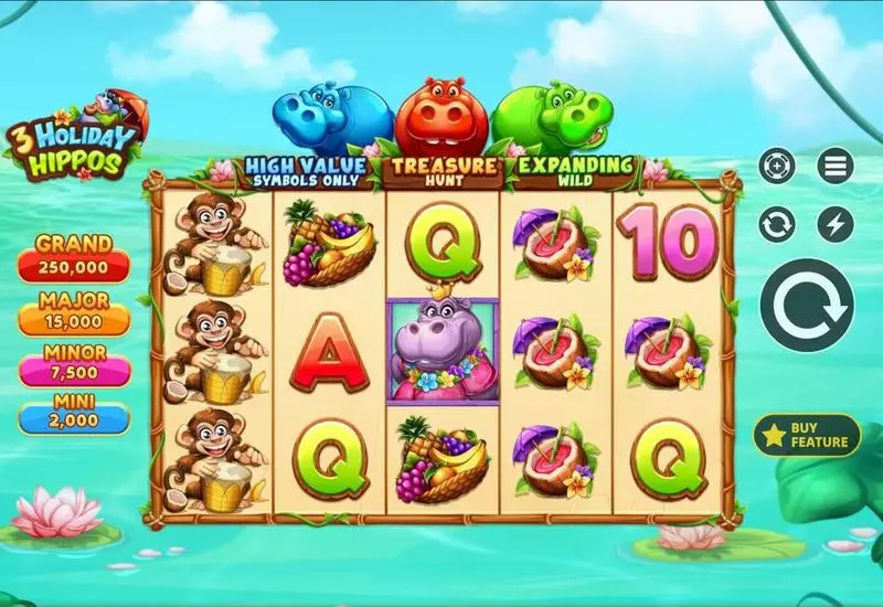 3 Holiday Hippos  Real Money Slot made by Apparat Gaming - Main Screen Reels