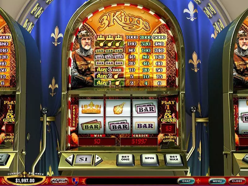 3 Kings  Real Money Slot made by PlayTech - Main Screen Reels