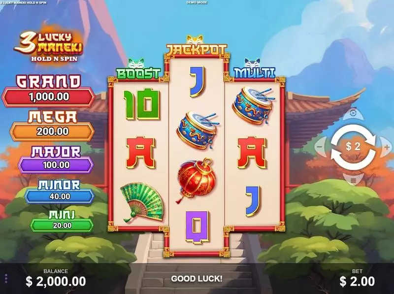 3 Lucky Maneki  Real Money Slot made by Wizard Games - Main Screen Reels
