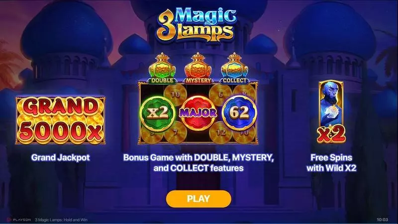 3 Magic Lamps  Real Money Slot made by Playson - Info and Rules