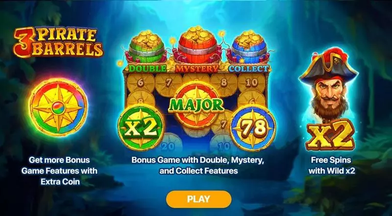 3 Pirate Barrels - Hold and Win  Real Money Slot made by Playson - Introduction Screen