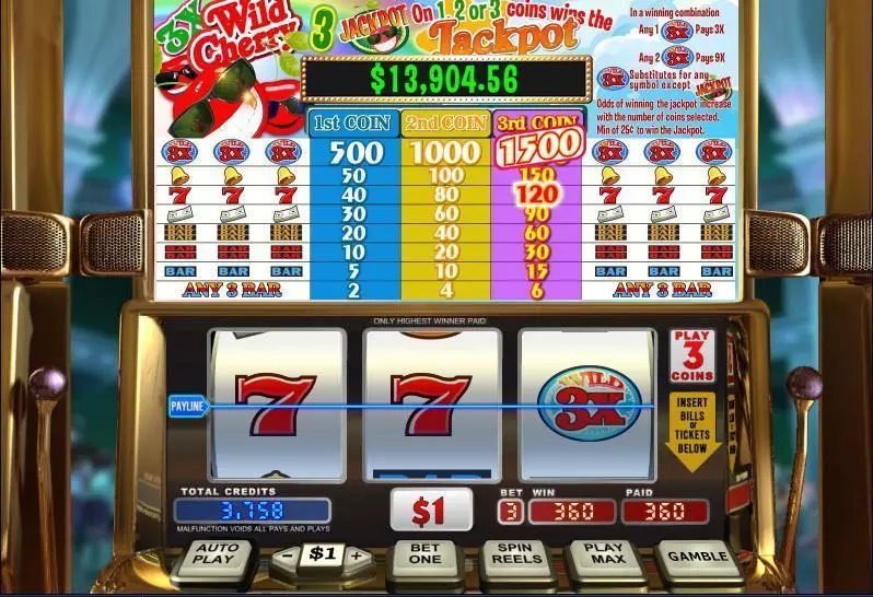 3X Wild Cherry  Real Money Slot made by WGS Technology - Main Screen Reels
