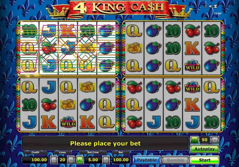 4 King Ca$h  Real Money Slot made by Novomatic - Main Screen Reels