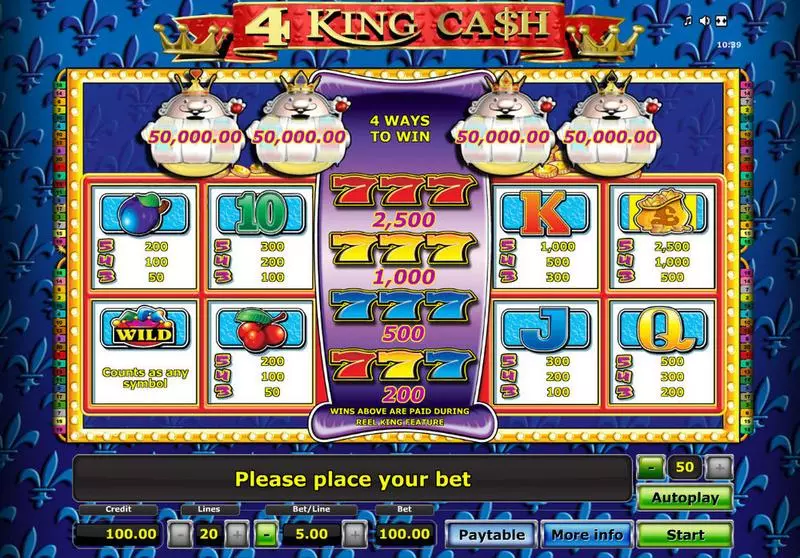 4 King Ca$h  Real Money Slot made by Novomatic - Info and Rules