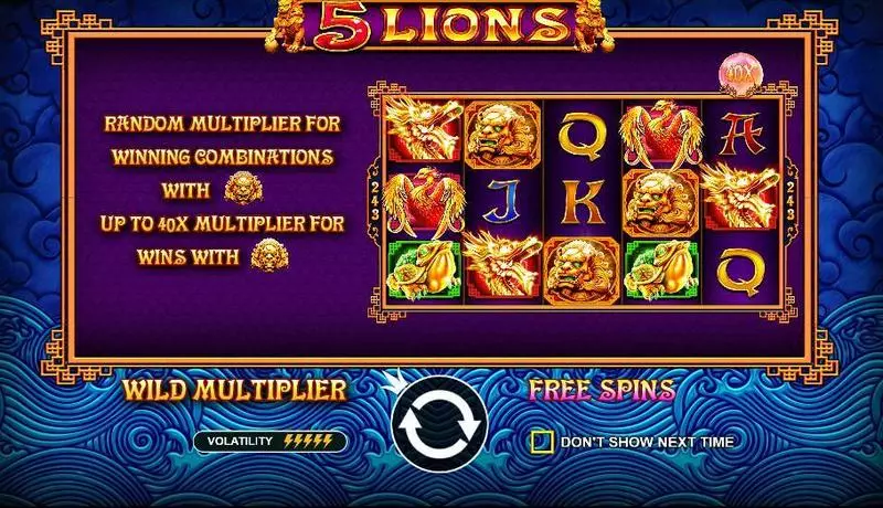 5 Lions  Real Money Slot made by Pragmatic Play - Bonus 2