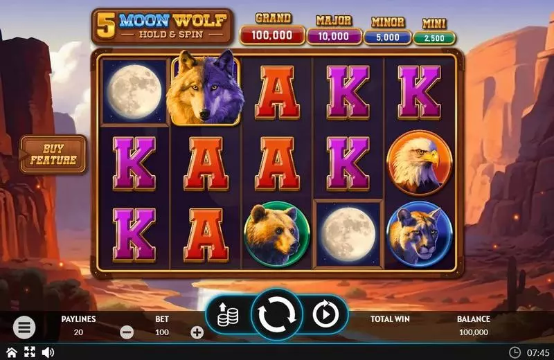 5 Moon Woolf  Real Money Slot made by Apparat Gaming - Main Screen Reels