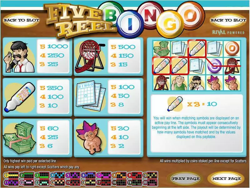 5 Reel Bingo  Real Money Slot made by Rival - Info and Rules