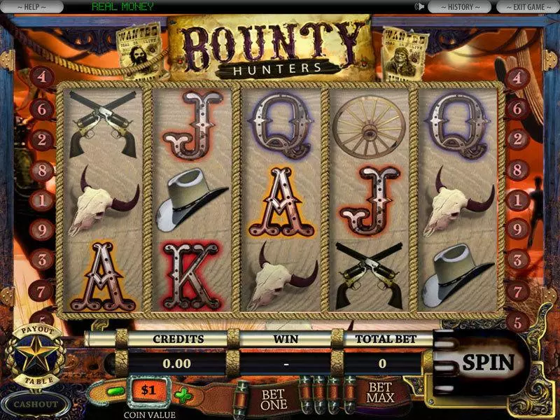 5-Reel Bounty Hunter  Real Money Slot made by DGS - Main Screen Reels