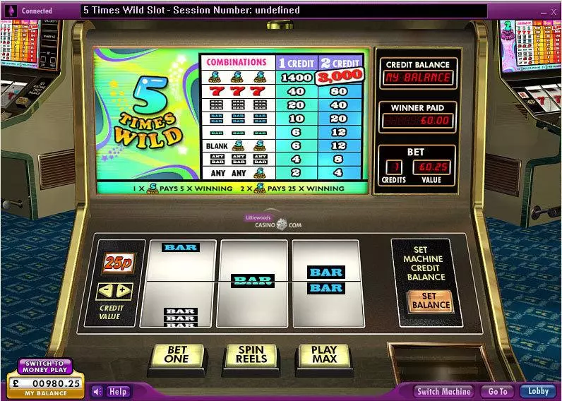5 Times Wild  Real Money Slot made by 888 - Main Screen Reels