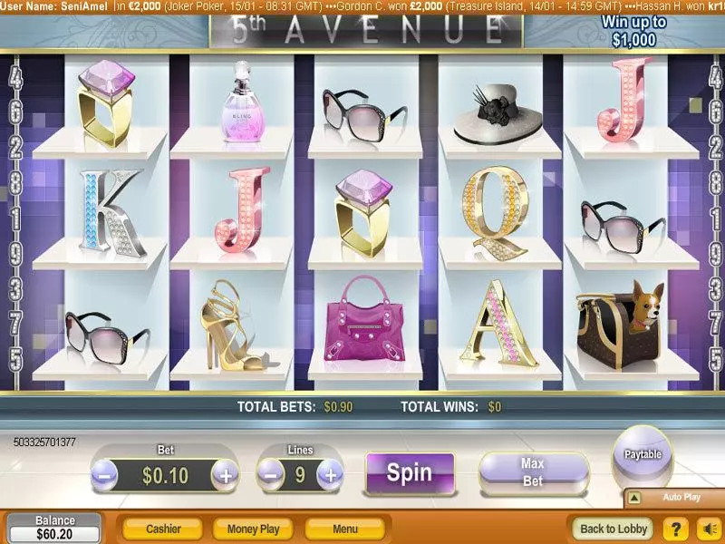 5th Avenue  Real Money Slot made by NeoGames - Main Screen Reels