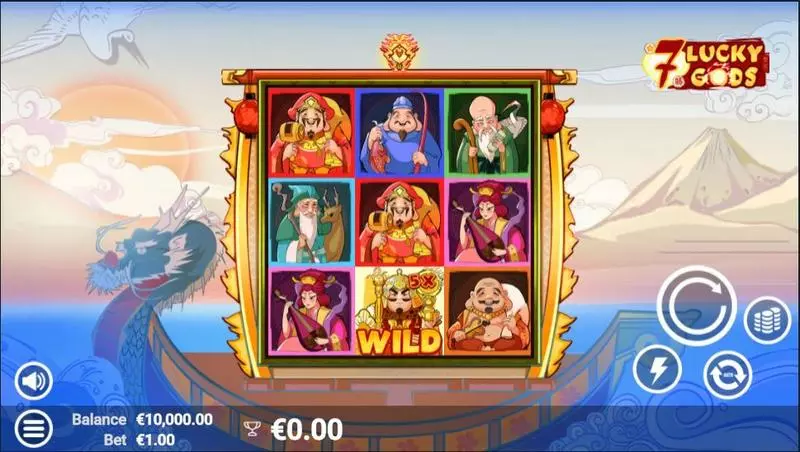 7 Lucky Gods  Real Money Slot made by AvatarUX - Main Screen Reels