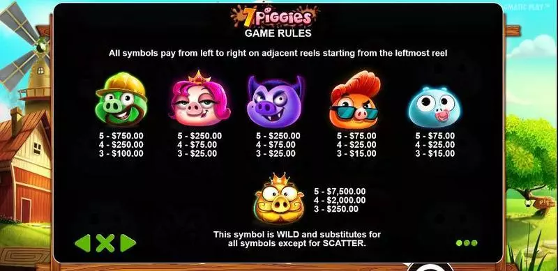 7 Piggies  Real Money Slot made by Pragmatic Play - Paytable