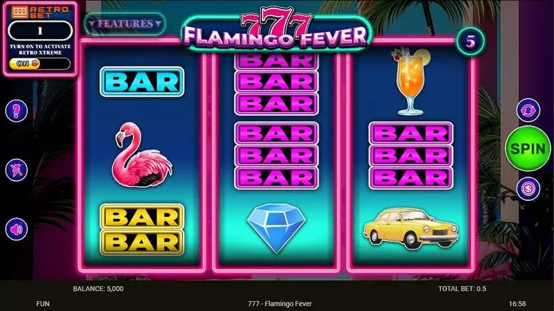 777 – Flamingo Fever  Real Money Slot made by Spinomenal - Main Screen Reels