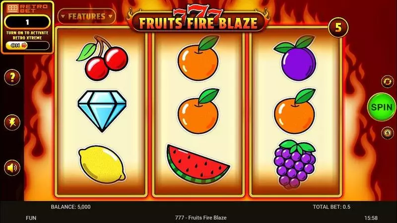 777 – Fruits Fire Blaze  Real Money Slot made by Spinomenal - Main Screen Reels