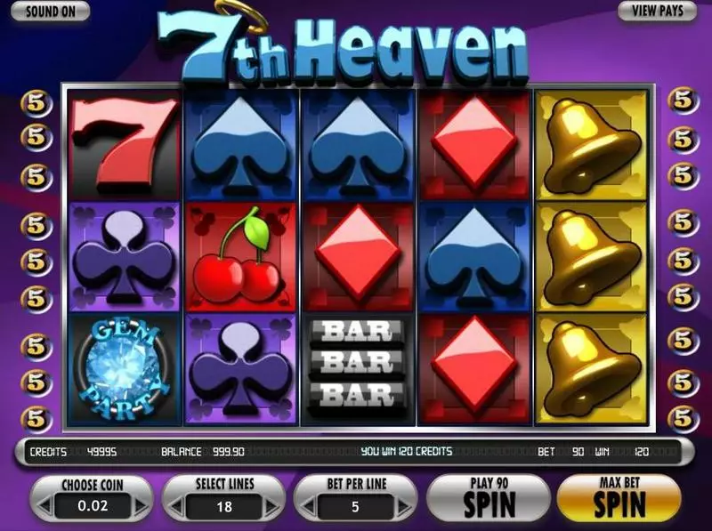 7thHeaven  Real Money Slot made by BetSoft - Main Screen Reels