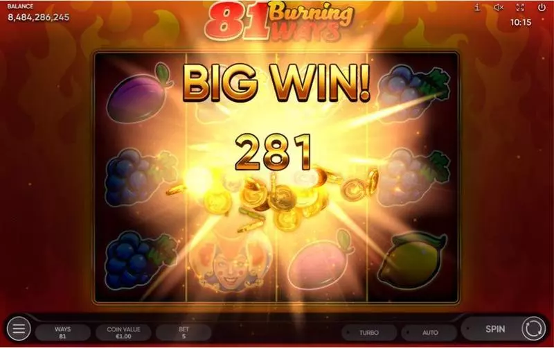 81 Burning Ways  Real Money Slot made by Endorphina - Winning Screenshot