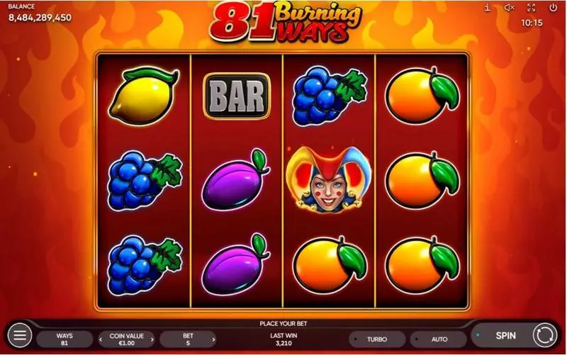 81 Burning Ways  Real Money Slot made by Endorphina - Main Screen Reels