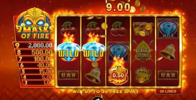 9 Masks of Fire  Real Money Slot made by Microgaming - Main Screen Reels