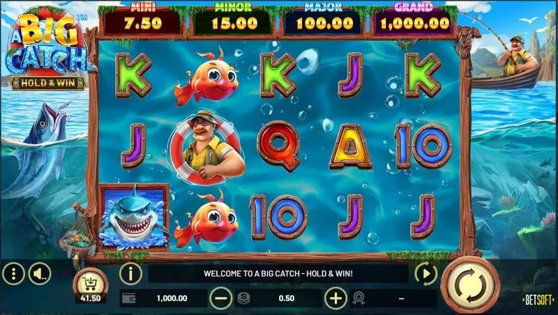 A Big Catch – HOLD and WIN  Real Money Slot made by BetSoft - Main Screen Reels