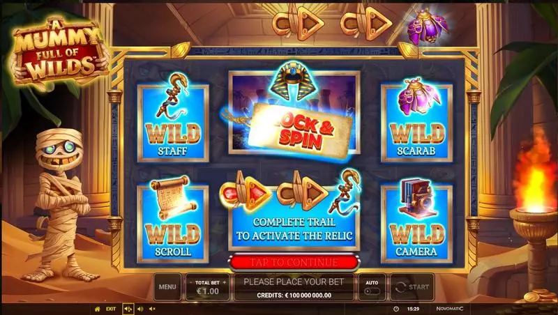 A Mummy Full of Wilds  Real Money Slot made by Greentube - Main Screen Reels