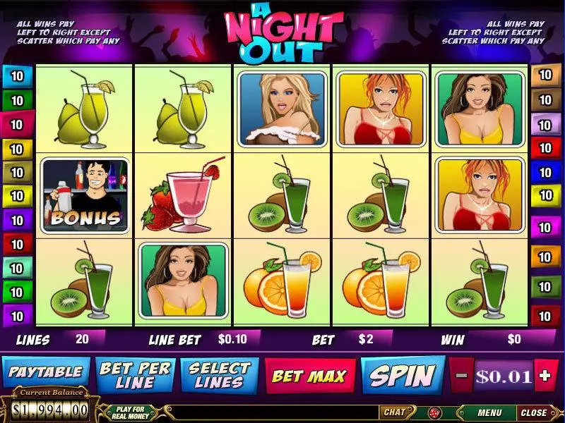 A Night Out  Real Money Slot made by PlayTech - Main Screen Reels