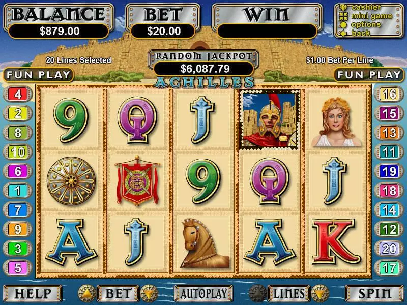 Achilles  Real Money Slot made by RTG - Main Screen Reels