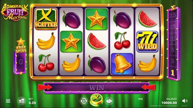 Admiral X Fruit Machine  Real Money Slot made by Mascot Gaming - Main Screen Reels
