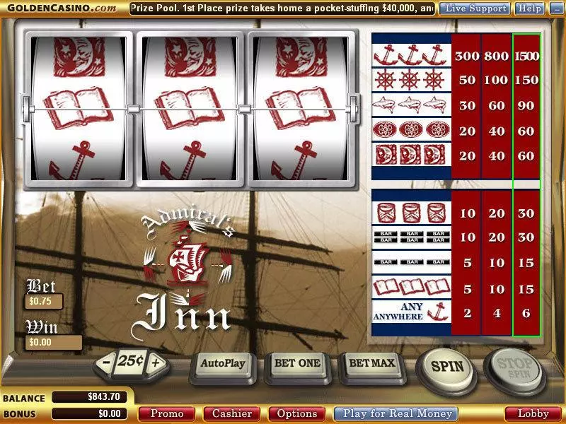 Admiral's Inn  Real Money Slot made by WGS Technology - Main Screen Reels