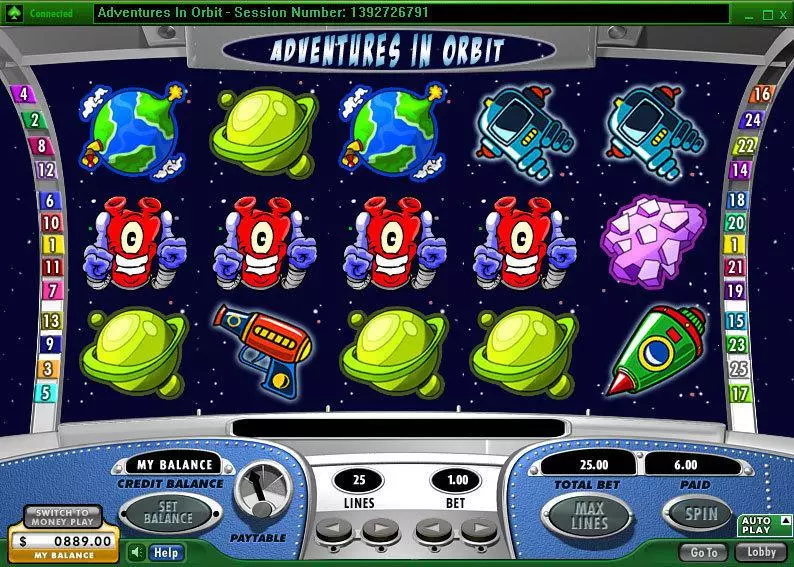 Adventures in Orbit  Real Money Slot made by 888 - Main Screen Reels