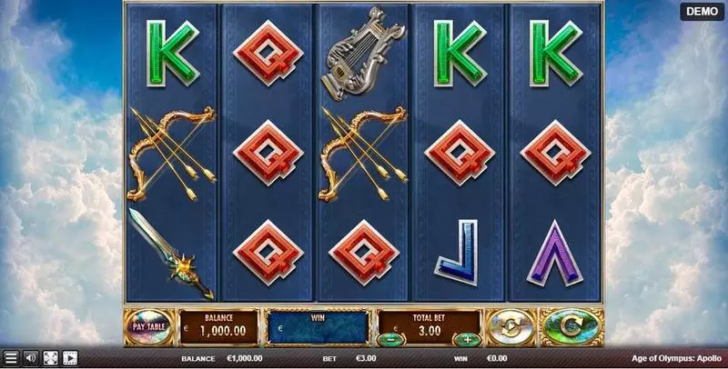 Age of Olympus: Apollo  Real Money Slot made by Red Rake Gaming - Main Screen Reels