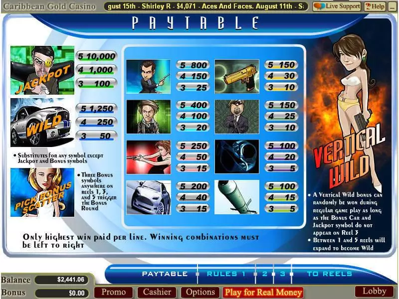 Agent Cash  Real Money Slot made by WGS Technology - Info and Rules