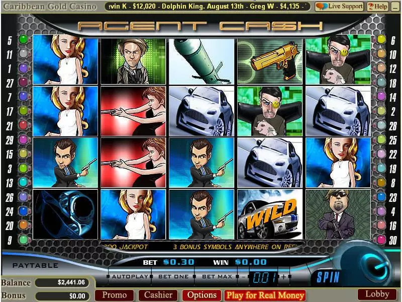 Agent Cash  Real Money Slot made by WGS Technology - Main Screen Reels