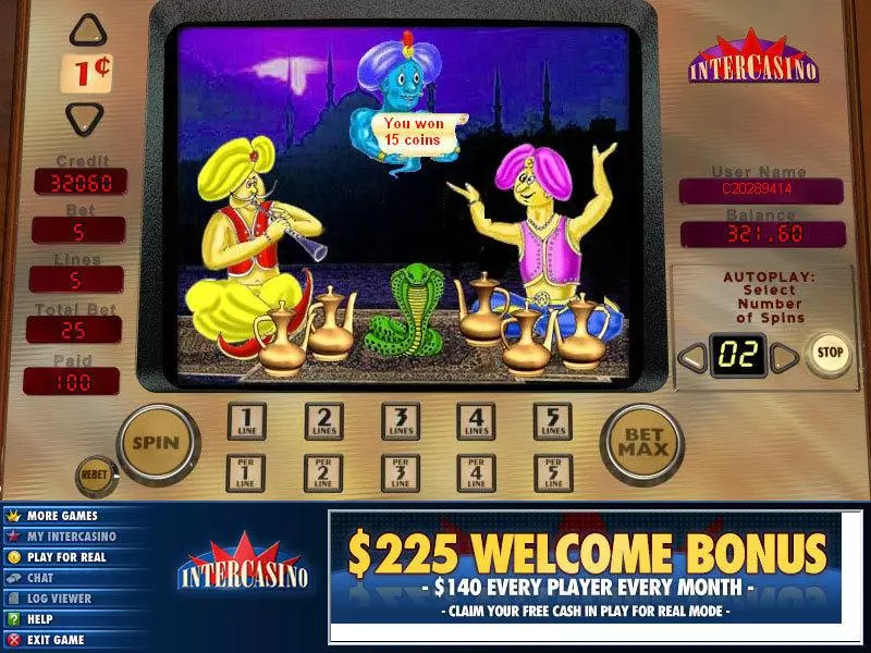 Aladdin's Lamp  Real Money Slot made by CryptoLogic - Bonus 1