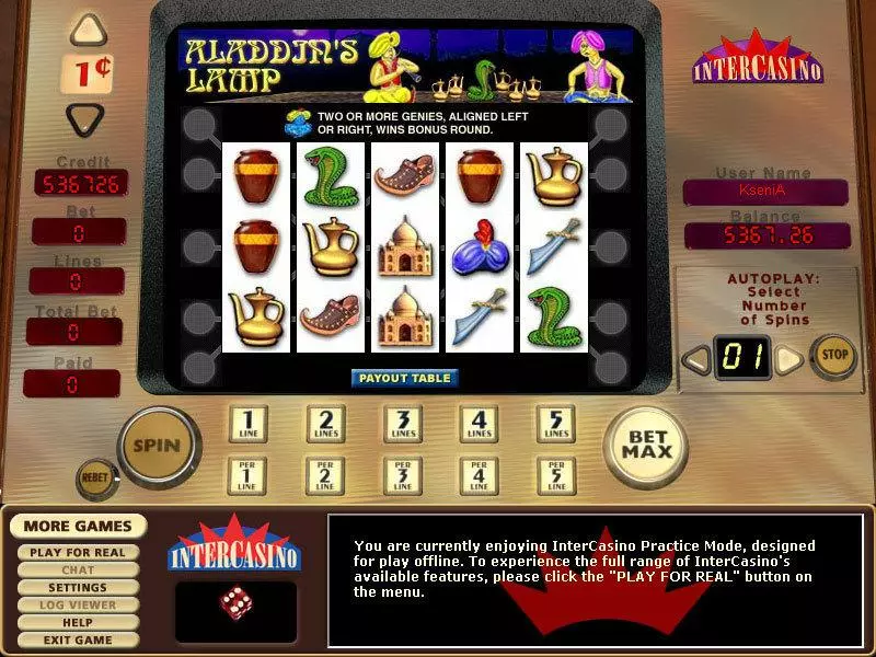 Aladdin's Lamp  Real Money Slot made by CryptoLogic - Main Screen Reels